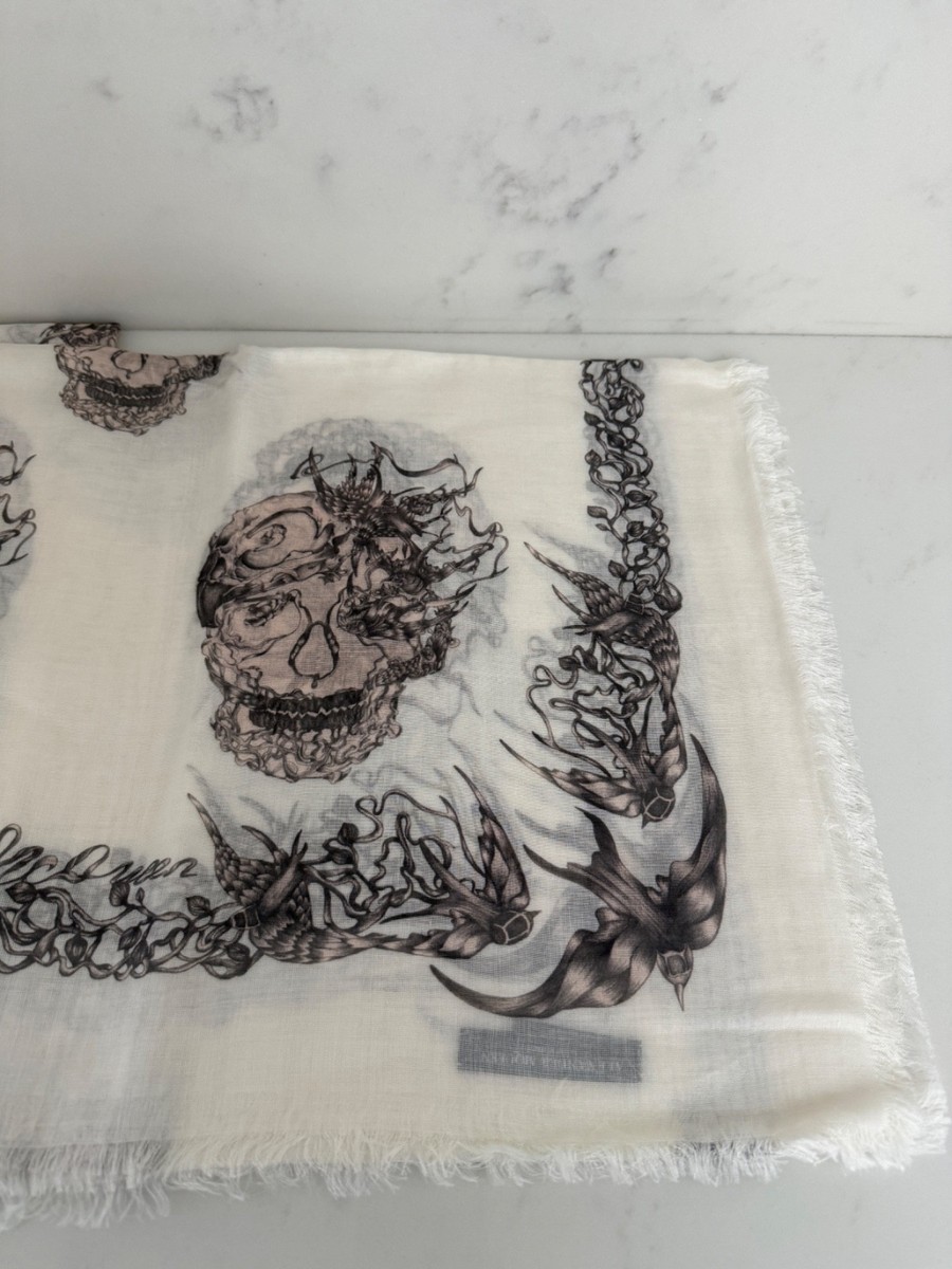 New Alexander McQueen Bird Skull Modal-Silk Scarf Shawl 140*140