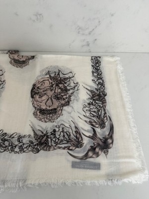 New Alexander McQueen Bird Skull Modal-Silk Scarf Shawl 140*140