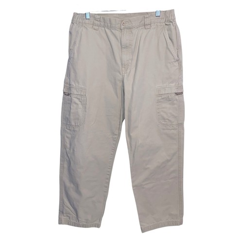 Pantalone LL Bean uomo 34X29 tasche cargo elastico comfort vita outdoor marrone vintage - Foto 1 di 11