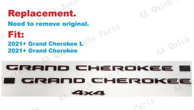 Gloss Black Red Side Door Grand Cherokee Rear Tailgate 4X4 Emblems 2021 & Up