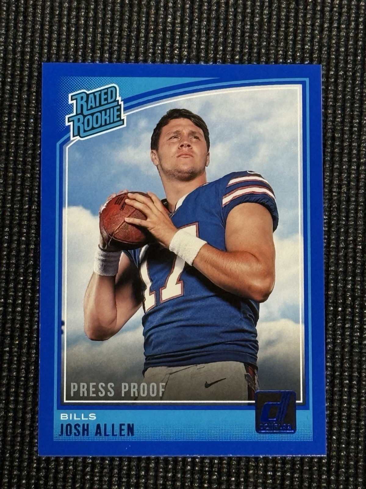 2018 Panini Donruss Press Proof Blue Rated Rookie Josh Allen