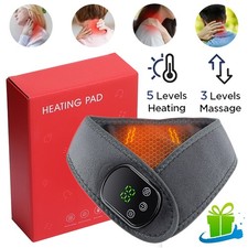 Cordless Neck Massager Vibration  Hot Compress Therapy Pain Relief 48dB Quiet