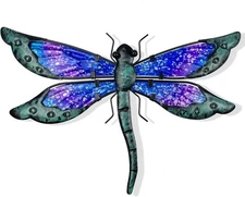HONGLAND Metal Dragonfly Decor, Outdoor Wall Blue 