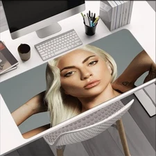 40*90cm1pc Lady Gaga Iconic Face Signature Pose Gaming Mouse Pad - Non-Slip Rubb