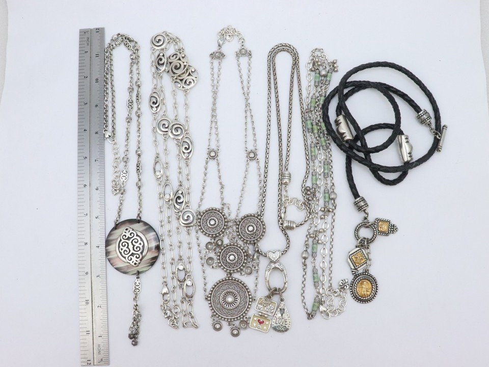 Brighton Necklace Jewelry Lot Charm Pendant Rhinestone Scroll Gold ...