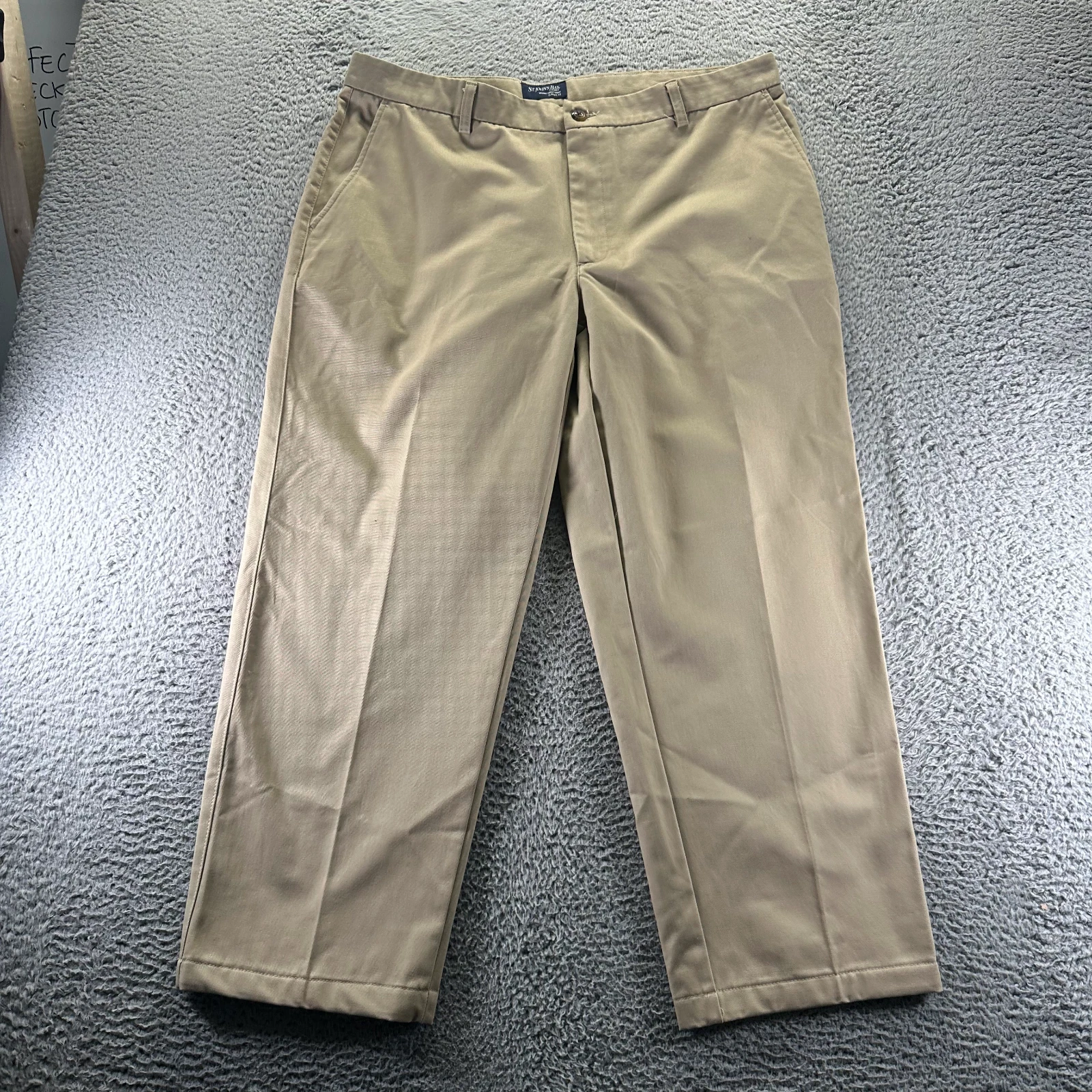 St. John's Bay Worry Free Pant Mens 40x28 Brown Cotton Chino Straight Classic