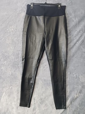 Assets By Spanx Leggings Womens 1X Black Faux Leather Shaping High Rise Ankle