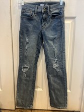 Youth Boys Old Navy Blue Jeans Size 8 Karate Slim Built In Flex Distressed