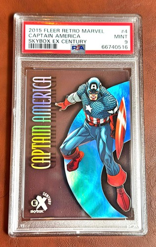 LOW POP 6 NO HIGHR 2015 FLEER RETRO MARVEL CAPTAIN AMERICA EX ACETATE HOLO PSA 9