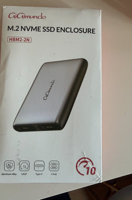 GiGimundo 10Gbps Aluminum Dual-Bay M.2 NVME SSD Enclosure