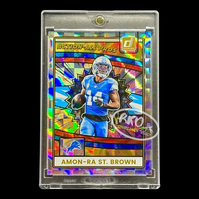 #ad #ad Amon ra St. Brown RARE COMIC REFRACTOR INVESTMENT CARD SP PANINI LIONS MINT $21.24