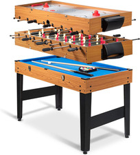 48 Inch Multi Game Table, 3-In-1 Adult Size Foosball, Pool Table, Slide Hockey T