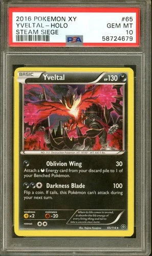 PSA 10 - Yveltal #65 Pokemon XY Steam Siege - Holo