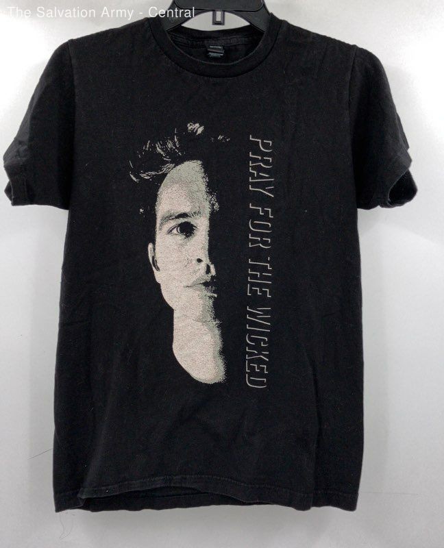 Tultex Mens Black Cotton Short Sleeve Pray For The Wicked Pullover T-Shirt Sz S