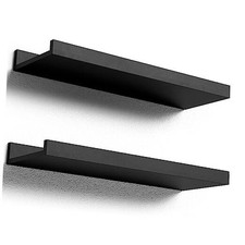 Floating Shelves Wall Mounted Set of 2, Modern Wall Shelves for 15.7 In Black