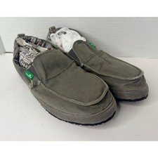 Sanuk Vagabond Mens 8 Gray Canvas Slip On Sidewalk Surfer Loafers Shoes Casual