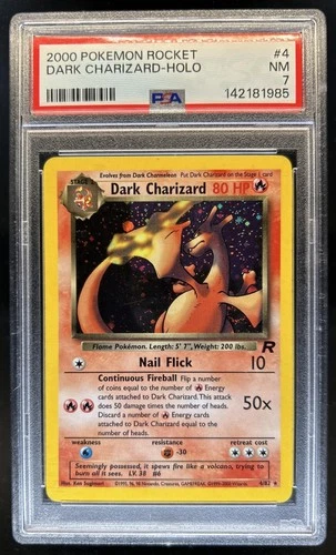 2000 Pokemon Team Rocket Dark Charizard Holo #4/82 PSA 7