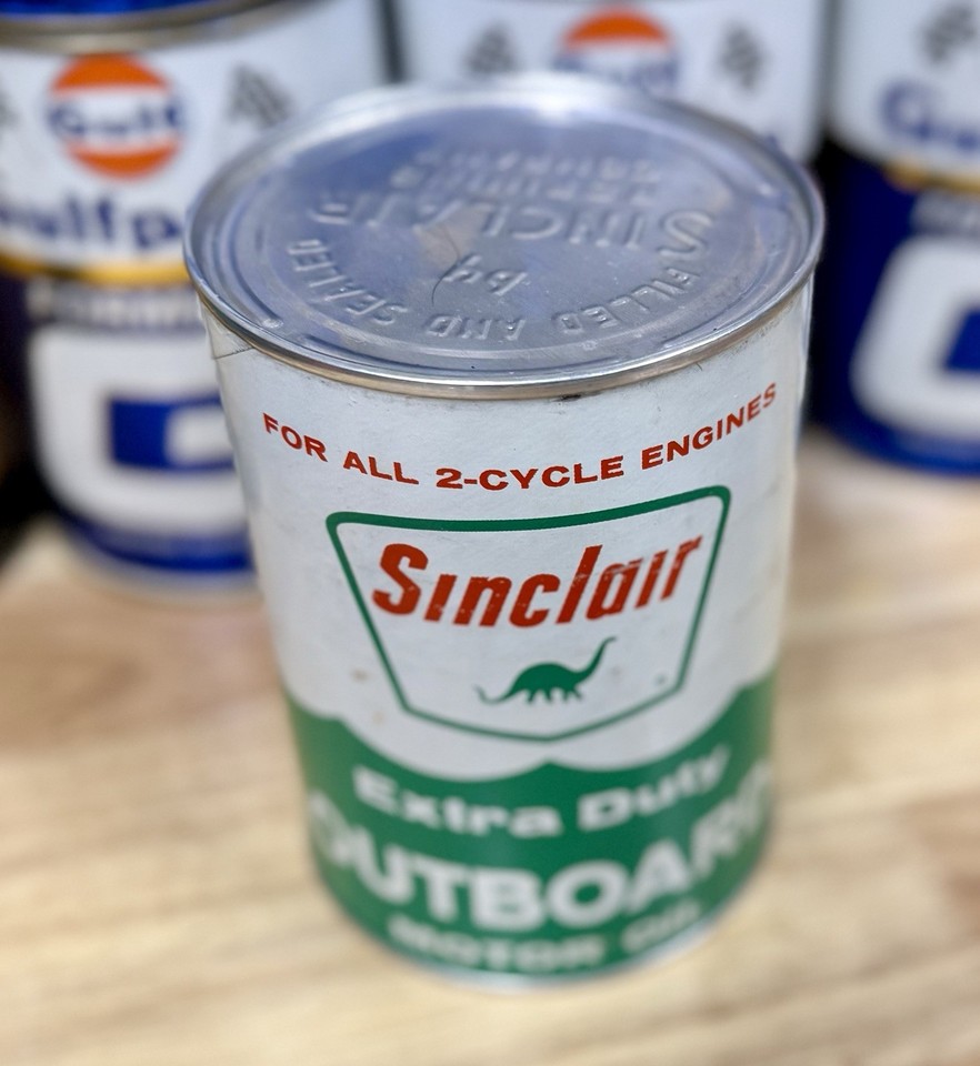 Vintage NOS Sinclair Extra Duty Outboard Motor Oil Can Quart FULL | eBay