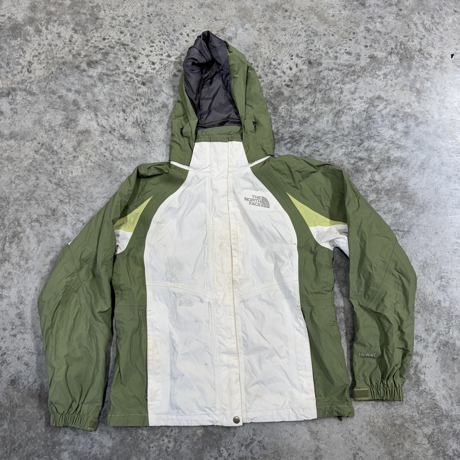The North Face Jacket Womens Medium Green HyVent Waterproof Hooded Rain Shell
