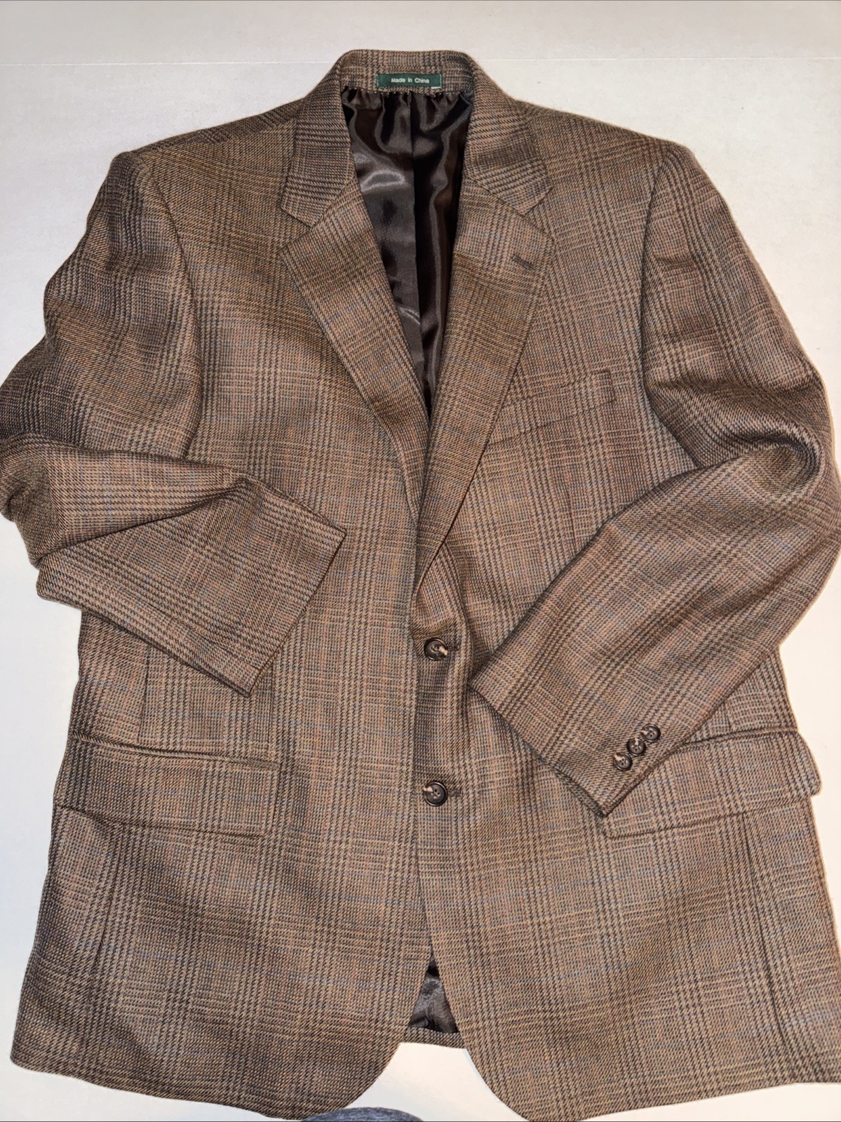 FILA Giacca cappotto sportivo vintage Hunt Rowe 44R marrone tweed 100% lana di agnello