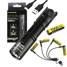NITECORE MT1A Pro 800 Lumens Rechargeable AA Flashlight + 4x NH2400 USB-C Rechar