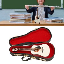 Mini Guitar Model White 5.1in Long Miniature Guitar For Table Shelf Cabinet