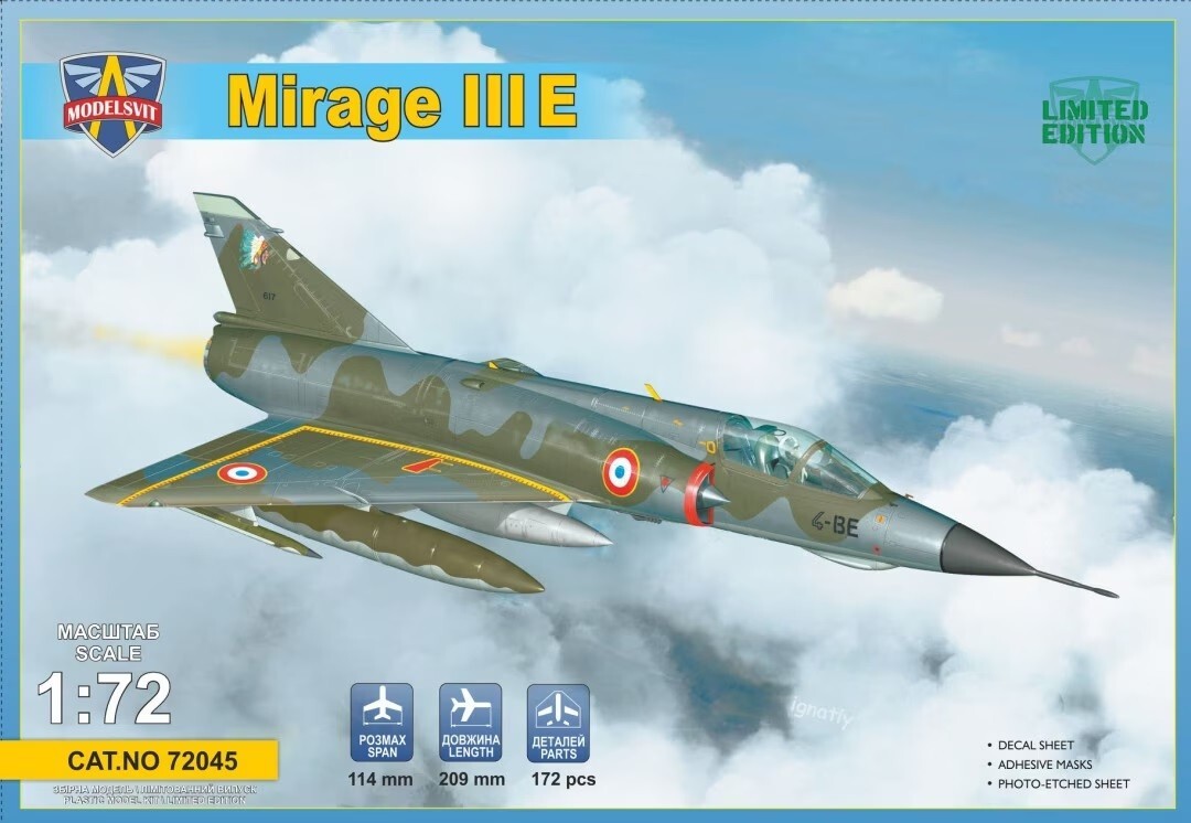 ModelSvit Model kit 72045 1:72nd scale Mirage IIIE fighter-bomber