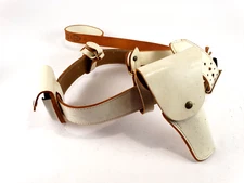 JayPee White Leather Ceremonial Belt w/Holster & Cuff Case sz40 (shoulder 40)