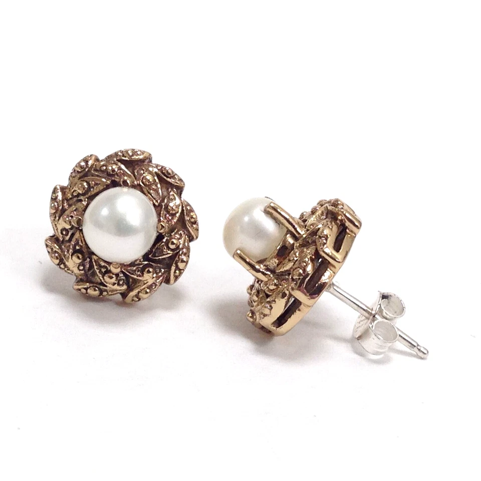 Pendientes Nicky Butler NB Colección Bronce 6mm Perla con Poste Plata de Ley Foto 2 de 4