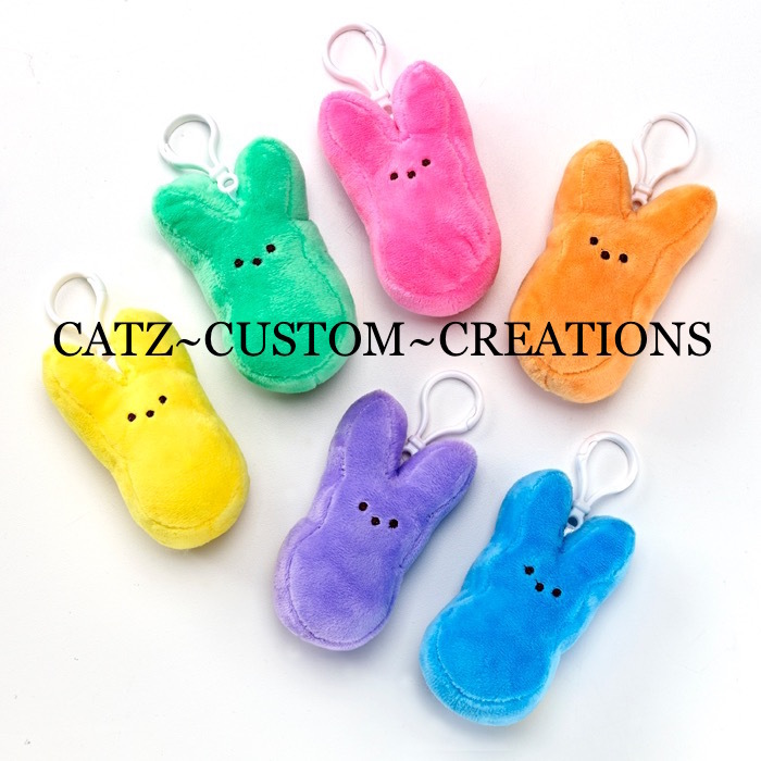 PEEP PLUSH KEYCHAIN BACKPACK CLIP EASTER BASKET DECOR PINK YELLOW