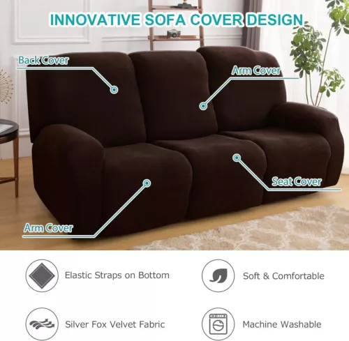 Elastischer Relaxsessel 3-Sitzer Sofa Bezug Jacquard Relaxsessel Schonbezüge - Bild 12 von 29