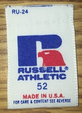 AUTHENTIC RUSSELL ATHLETIC JERSEY COLLAR TAG SIZE 52 (DIAMOND COLLECTION)