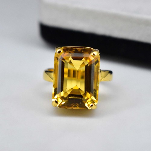 6.37 Gm Sri Lankan Yellow Sapphire Gold plated On 925 Sterling Silver Ring US 6 - Picture 2 of 6