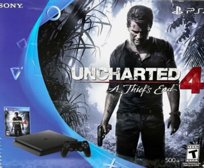 Sony PlayStation 4 Slim 500GB-Uncharted 4 Game Black Original New Sealed Box 
