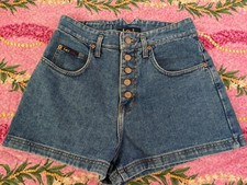 Vintage LEI Y2K 90's High Rise Button Fly denim jean shorts USA blue cotton