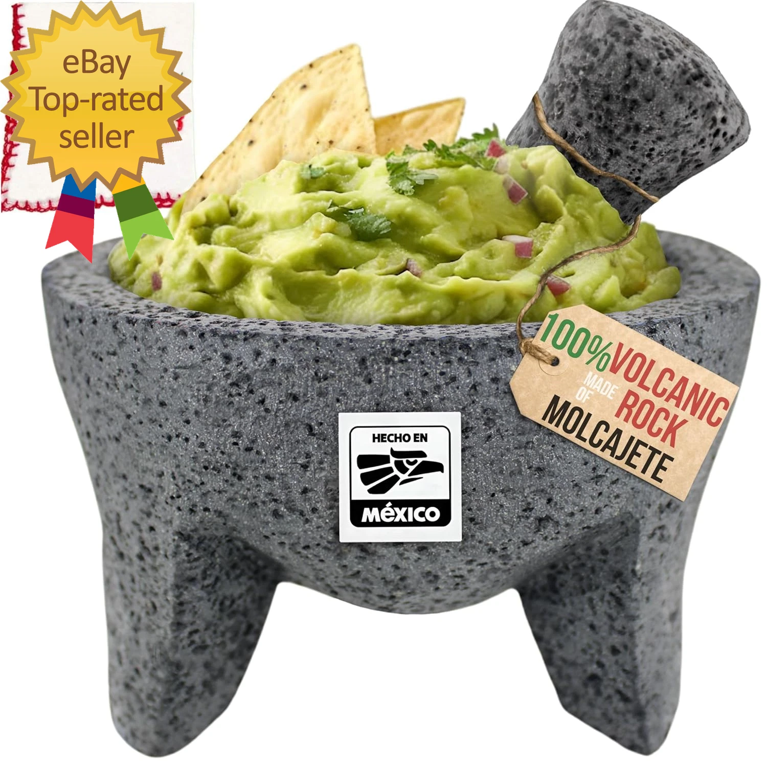 The Original Molcajete Mexicano Volcanic Rock Handmade of Authentic Lava Rock in