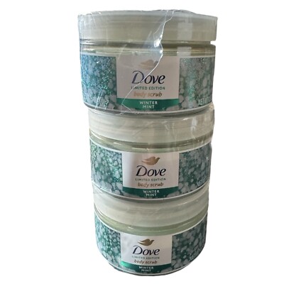Dove Body Scrub Winter Mint 3.5 oz Limited Edition LOT x3 NEW