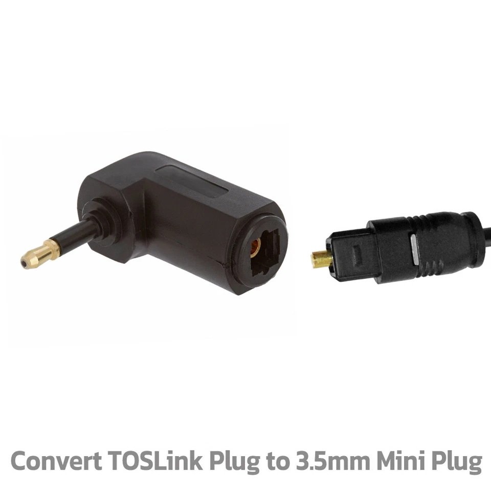 2 Pack TOSLink Optical Jack to 3.5mm Mini Plug Adapter 90 Degree Angle Converter - Image 4 of 4