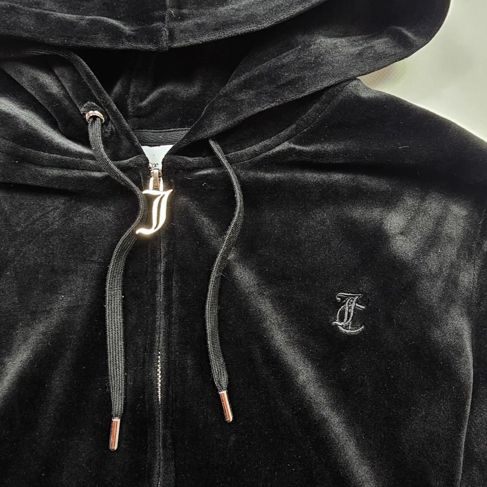 Juicy Couture Chaqueta Terciopelo Negro Cremallera Sudadera con Capucha Talla XL Foto 3 de 4