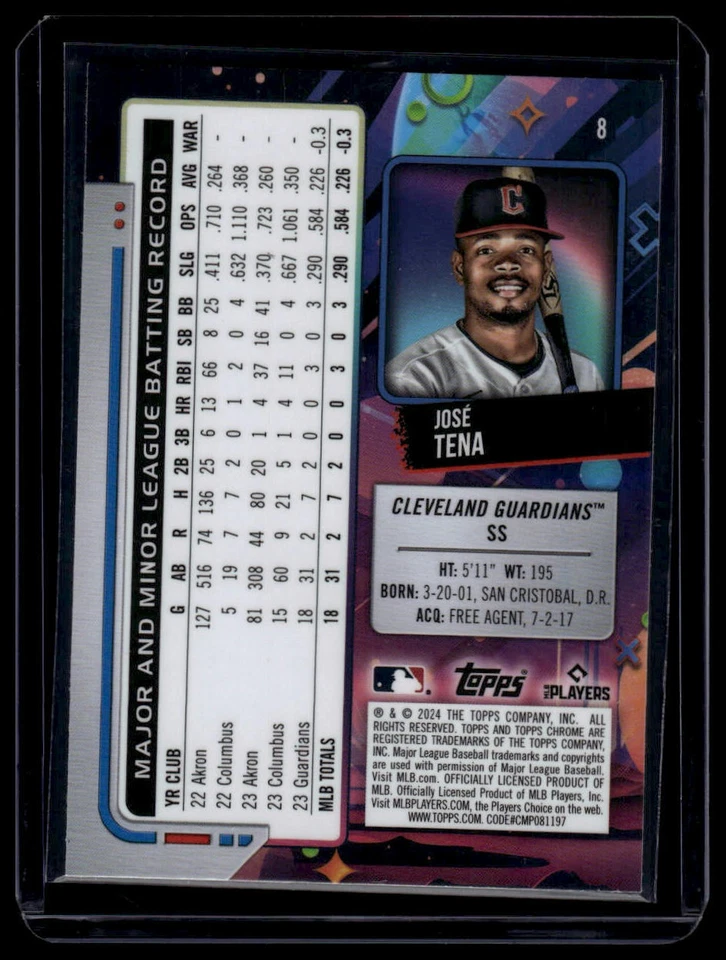 2024 Topps Chrome Cosmic #8 José Tena - Image 2 of 2