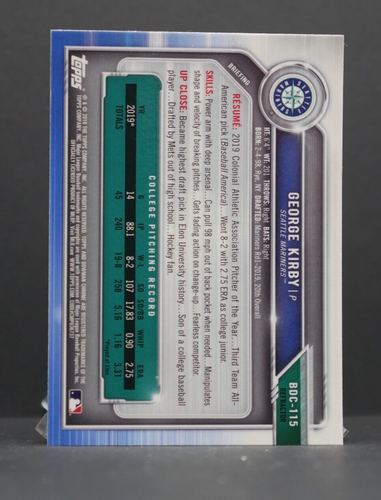 Bowman Draft Baseball 2019 GEORGE KIRBY 1° Bowman rifrattore cromato RC #BDC-115 - Foto 2 di 2
