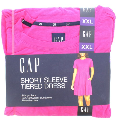 GAP Women's Short Sleeve Tiered Dress Color- Beetroot Purple(XE3) Size XXL