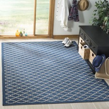 SAFAVIEH Indoor Outdoor CY6919-268 Courtyard Navy / Beige Rug