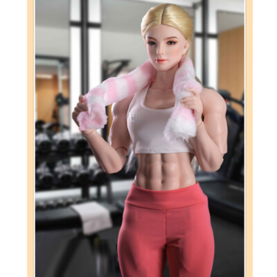 1/4 BJD Doll SD Muscle Girl Female Resin Ball Jointed Eyes Makeup