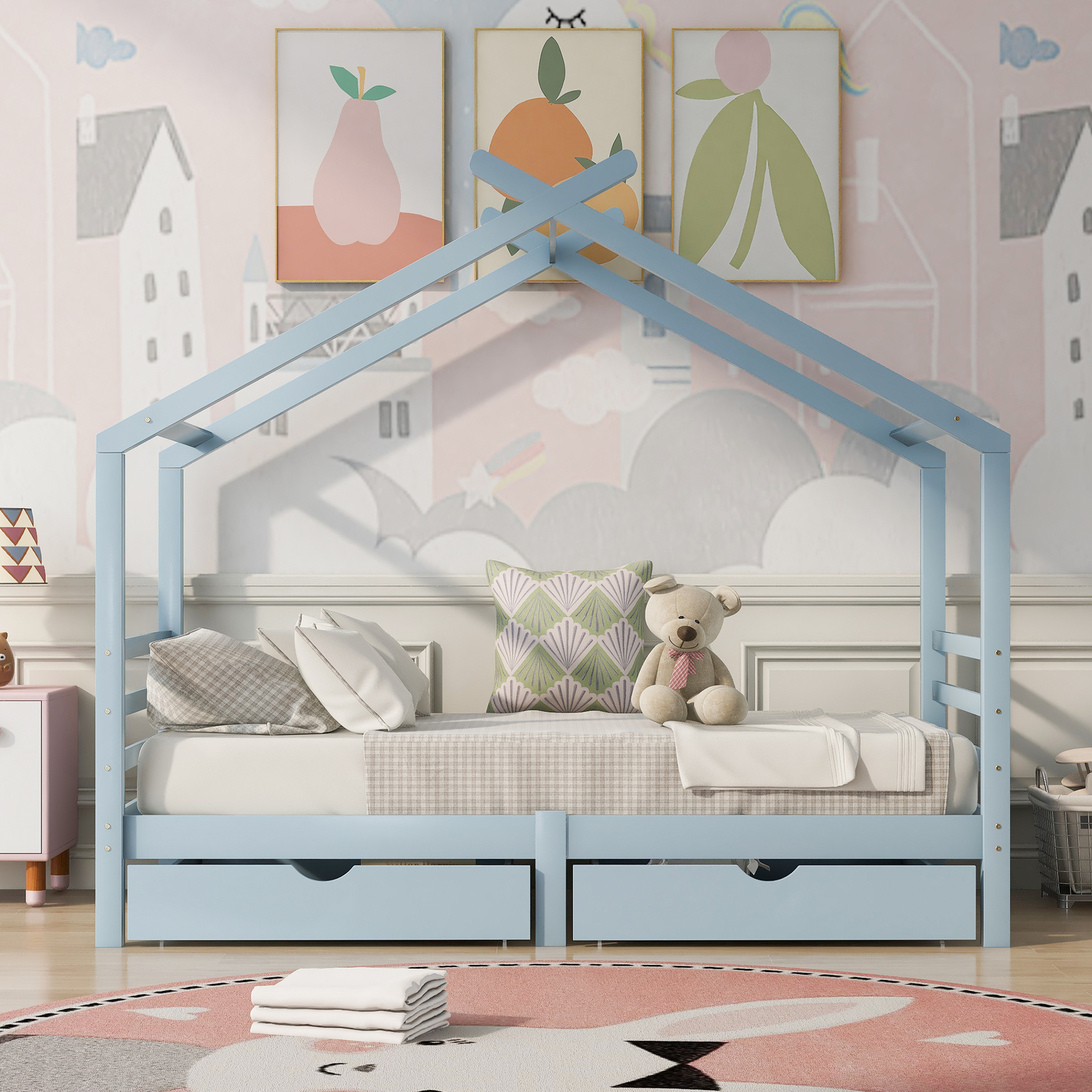 190cm Kids Single Bed Frames Toddler Beds Storage Underneath Single Bed ...