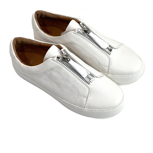 frye lena zip low white