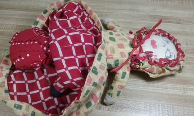 antique topsy turvy doll black white