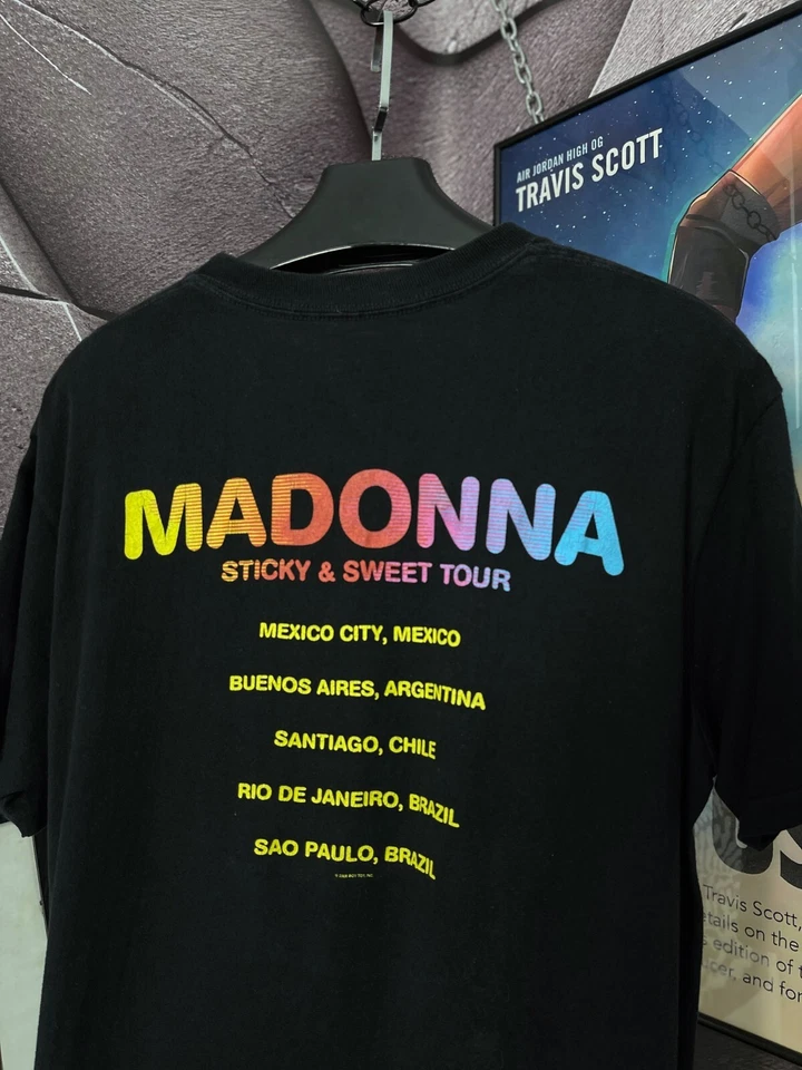Camiseta Madonna 2008 Sticky & Sweet Tour Vintage Puntada Única Negra Talla M Foto 4 de 4