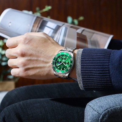 Men's Luminous Waterproof Quartz Watch with Multiple Color Options and Stainless