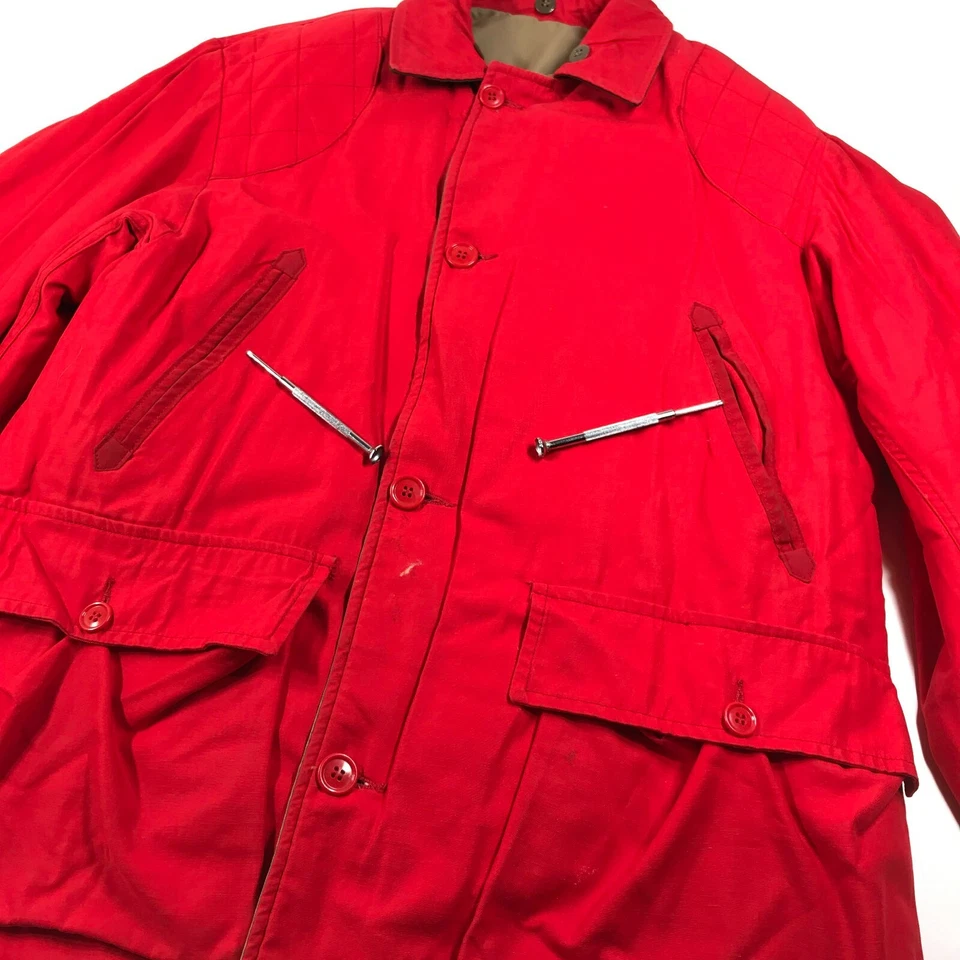 Jaqueta de madeira vintage anos 60 Falcon Brand SE XL marrom ardente laranja reversível - Imagem 3 de 4